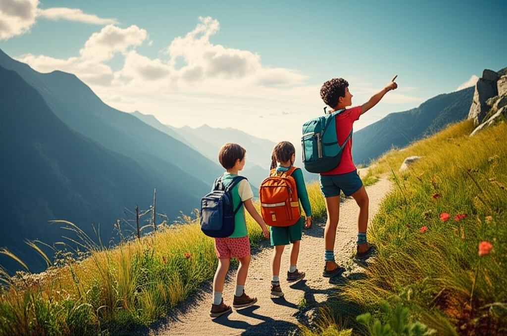 کودکان در حال کوهنوردی